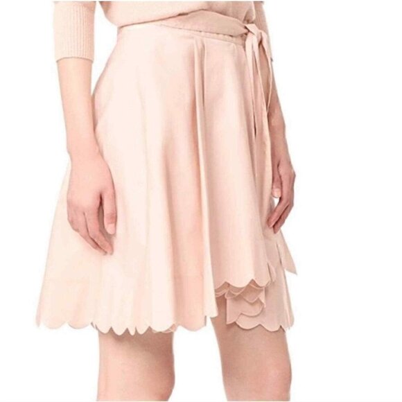 𝅺🤍 Club Monaco Skirt Women 00 Vidorus Scalloped Cotton Tie Pink Soft-Girl…​ - Picture 3 of 6